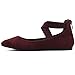 XYD Women's Comfortable Fashion Ballet Flats with Elasticized Crisscross Straps Back Zip Pointed Toe Daily Wear Walking Shoes (15, Wine)