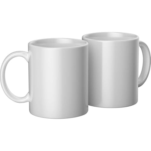 Cricut Céramique Lot de 2 tasses vierges blanches de 355 ml pour sublimation Infusible Ink pour une utilisation avec Cricut Mug Press 2007821, 2 Unité, 2-pack