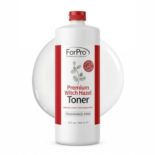 ForPro Witch Hazel Facial Toner with Aloe Vera & Glycerin, Alcohol-Free Face Toner for Sensitive Skin, Pore Minimizing, Hydrating & Fragrance-Free, Vegan, 32 Fl Oz