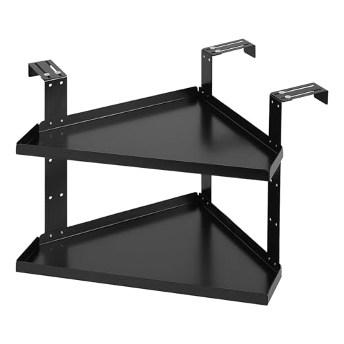 オフィスデスク用仕切り収納棚 | 2段 本棚,高さ調整可能 キュービクル オーガナイザー フック付き | バスルーム、オフィス、ホーム、キッチン、壁、コーナー、ベッドルーム、リビングルーム用