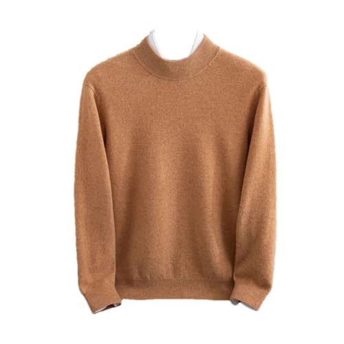 Men's Solid Color Pullover Wool Sweater Mock Neck Classic Knitted Long-Sleeve Soft Jumpers