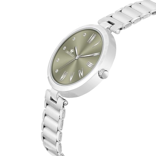 Image of CRESTELLO Stainless Steel Chain Analog Wrist Watch for Women (Silver /Pink /Purple /Green Dial) | CR-DZL141