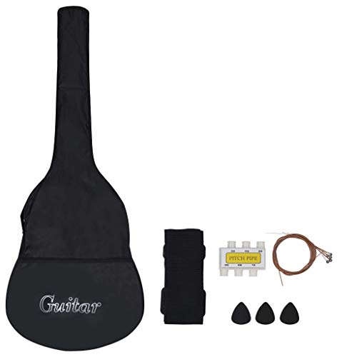 Wakects Guitare classique noire avec sac pour débutants et adultes - Les Beatles, Paul McCartney, John Lennon, RIngo Starr, George Harrison Wakects Guitare classique noire avec sac pour débutants et adultes – Image 3