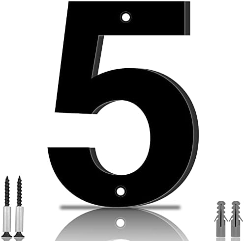 6 Inch House Numbers Sign 3D Floating House Number Black Big Address Numbers Acrylic Material Modern Door Numbers for Street Mailbox House Yard Outside (5)