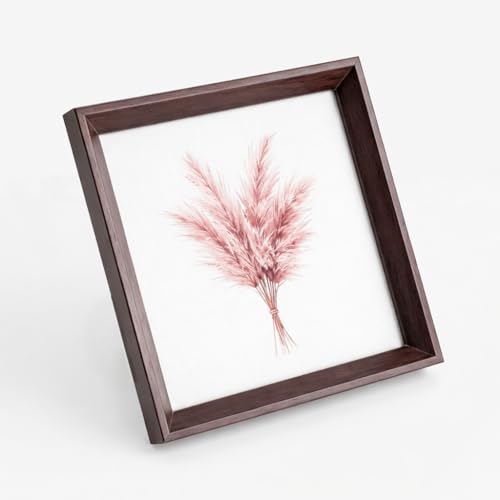 PLUSCHEN 7x7 Picture Frame, Walnut Color MDF Wood Photo Frame with Plexiglass Front, Tabletop or Wall Display
