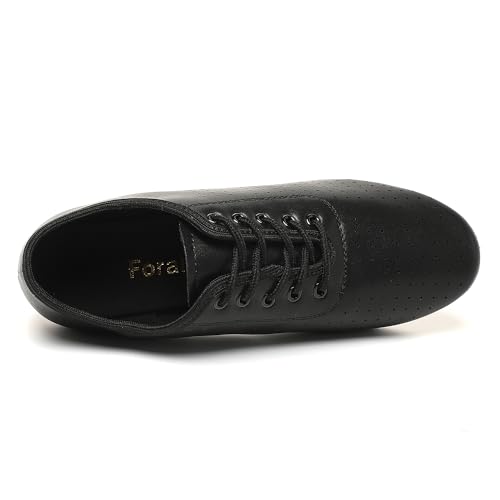 Dance Shoes for Women, Lace-up Black Jazz Shoes, Professional Latin Dance Heels, Ballroom Salsa Dance Shoes, Closed-Toe Split-Sole Low-Heel, Teaching Practice Performance Character Shoes4