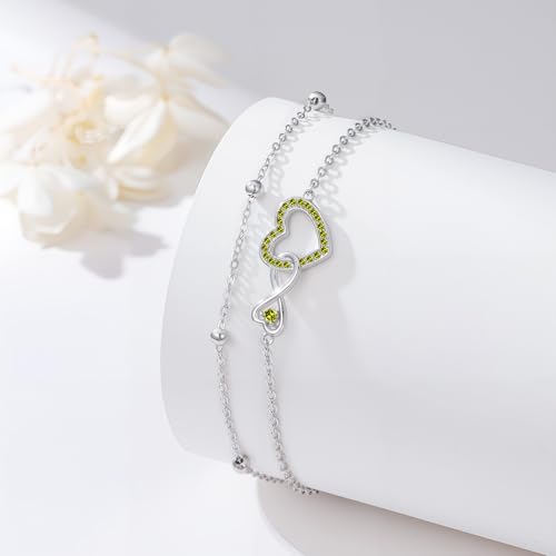 Image of Anklet for Women 925 Sterling Silver Double Infinity Ankle Bracelet Waterproof Summer Jewelry Anniversary Birthday Gifts for Her