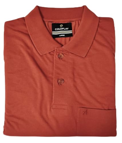 Image of COLDPLAY Men's Cotton Blend Solid Polo T-Shirt | Men's Half Sleeve Polo T-Shirt