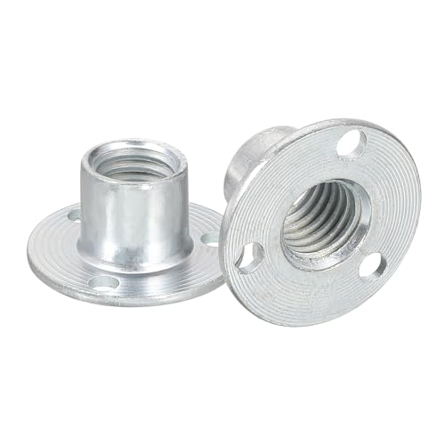 QUARKZMAN Écrou en T pour Trou de Brad M10, 5 Pièces en Acier au Carbone avec Base Ronde à Visser Écrous d'Insertion de Filetage Femelle pour Quincaillerie de Meubles