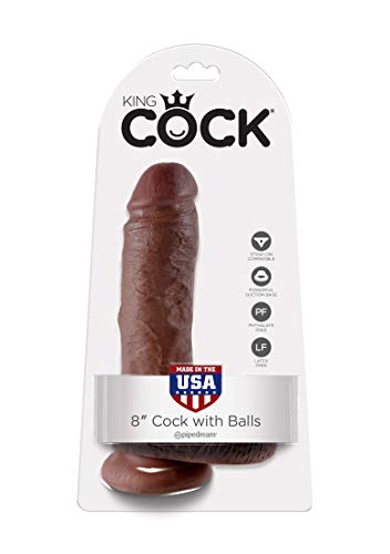 Pipedream King Cock With Balls, Brown, 8 Inch #TOP4