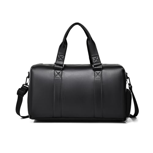 Sac de voyage hommes femmes noir en cuir pour sport entreprise et bagage cabine d'avion