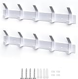 Galerie SV Kleiderhaken Wand, 2 Stück Garderobenhaken mit 5 Haken, Kleiderhaken Metall, Hakenleiste Garderobe für Schlafzimmer Bad Küche Garderobe Garderobenleiste Wandgarderobe (Weiss)