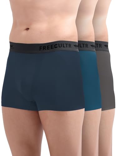 Image of Freecultr Men's Underwear Micromodal Airsoft Trunk - Ultra Soft, Sweat Proof, Non-Itch, No Chafing, Anti Bacterial Fabric (Pack of 3) | Mens Underwear Combo Pack of 3
