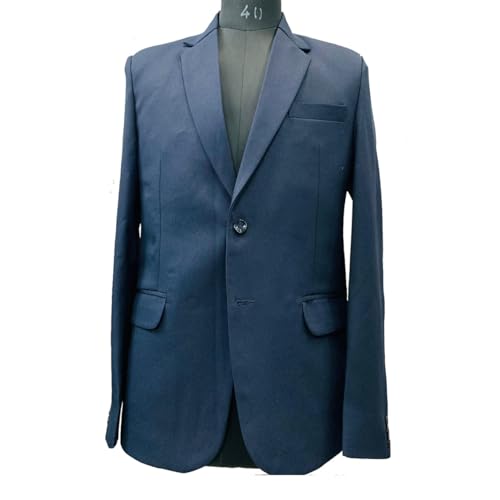 Image of Men's Formal Blazer, Black and Blue, Matty Fabric, Single Breasted, Smart Casual Style