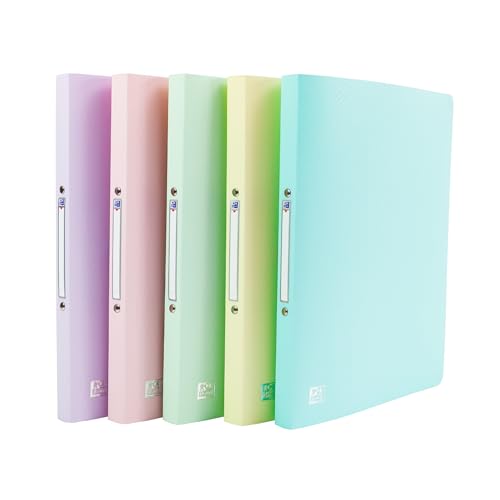 Oxford A4 Pastel Ring Binders, 5 Pack