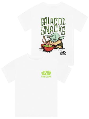 Star Wars Boys T-Shirt The Mandalorian Boys T-Shirts The Mandalorian and Grogu Kids T Shirt White 5-6 Years
