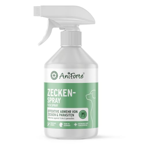 AniForte Zeckenspray für Hunde 250ml gegen Zecken & Flöhe – Zeckenschutz Hund mit Geraniol, Anti-Zecken-Mittel & Ungezieferspray, Floh- & Insektenschutz, Umgebungs- & Kontaktspray