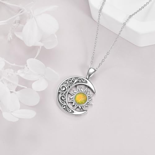 VONALA Sun and Moon Necklace Gold Plated Sterling Silver Moon and Star Necklace Sun Moon Jewelry Gifts for Women Girls Teens