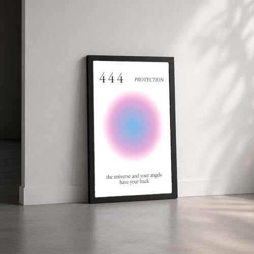 Image of 444 Protection Premium Framed Wall Poster (12x18 Inch) | inchThe Universe and Your Angels Have Your Back inch Inspirational Wall Art | Spiritual & Positive Energy Decor for Bedroom, Living Room, Office & Workspace | Ready-to-Hang Display Frame
