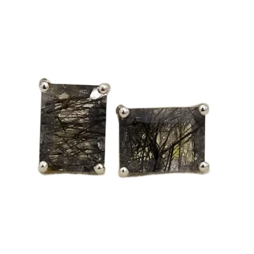 Boucles d'oreilles en quartz rutile et argent sterling 925 de haute joillerie LKSTD_0093