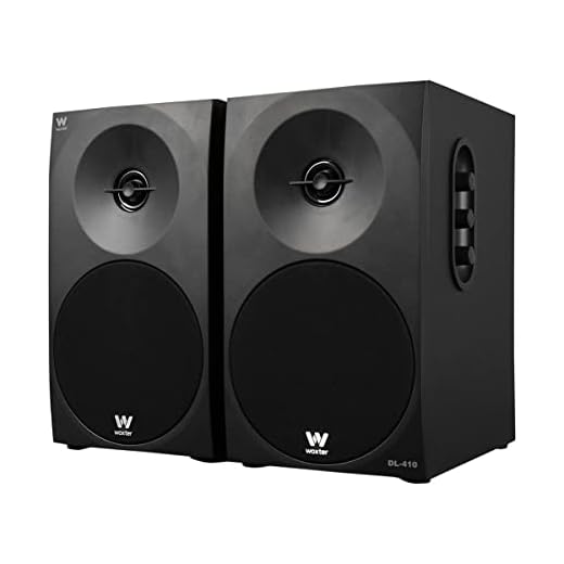 Woxter Dynamic Line 410 – Altavoces estéreo 2.0 Autoamplificados con 150W de potencia, Madera, Woofer de 4 pulgadas, 2 Tweeter, 3.5 mm, RCA, Control volumen, agudos, graves, Negro
