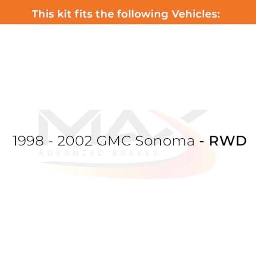 Image of Max Advanced Brakes Front & Rear Brake Kit Compatible With 1998 1999 2000 2001 2002 GMC Sonoma RWD Replacement Premium OE Disc Brake Rotors and Ceramic Brake Pads