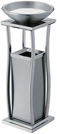 LMNUY Trashcan Outdoor Outdoor Metal Dustbins with Ashtray Peel Bucket Trash Can Loud Office Environmental Placement Waste Recycling Compost Bins Recycling (Color : Silver)