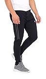 SCR SPORTSWEAR Men's Joggers Ultimate Flex Track Jogging Running Pants Mens Sweatpants Work Out Pant with Zipper Pockets (L/33L, MDBLK/G-K849)