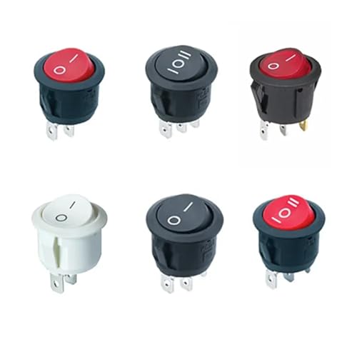 Interrupteur à bascule rond 15mm 2 broches avec voyant rouge pour bateau | Lot de 10 pièces