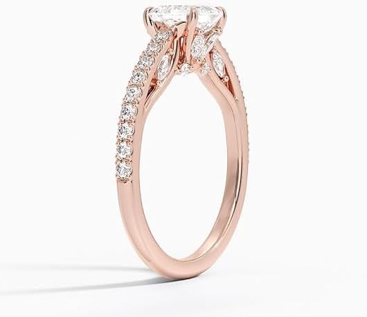 Asscher Cut Moissanite Engagement Ring, 1–5 Carat Colorless VVS1 Nature Inspired Ring, 925 Sterling Silver, 10K 14K 18K Solid Gold, Bridal Promise Ring for Women