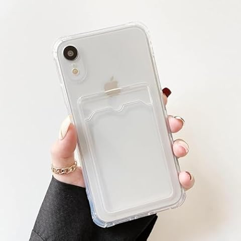 DEFBSC iPhone XR Transparent Card Holder Case Cover