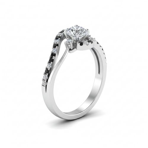Image of Choose Your Gemstone Swirl 3 Stone Diamond CZ Engagement Ring 925 Sterling Silver Round Shape Side Stone Engagement Rings for Women, Girls and Ladies US Size 4 to 12