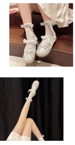 Ballet Sneakers for Women Round Toe Sneakerina Shoes Flats with Bows Satin Cute Retro Kawaii Elegant Dressy Fashion Trendy Tennis Trainers Gifts for Daughter Back to School Spring Summer Outdoors4