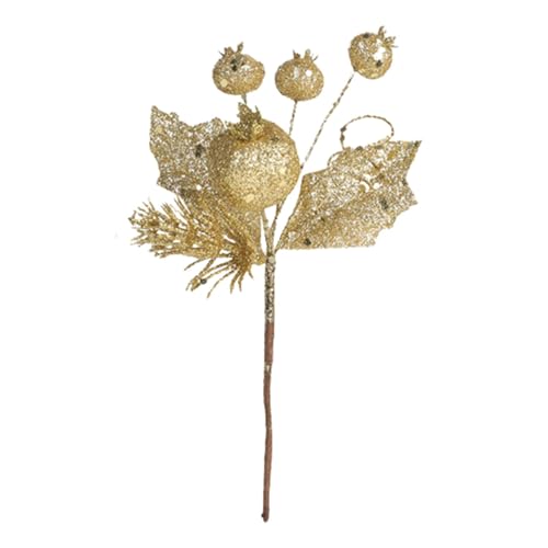 Tallos de eucalipto, ramas doradas con purpurina, ramas de pino artificiales de Navidad, decoración de festivales, ramas de eucalipto para ramo de boda, decoración del hogar