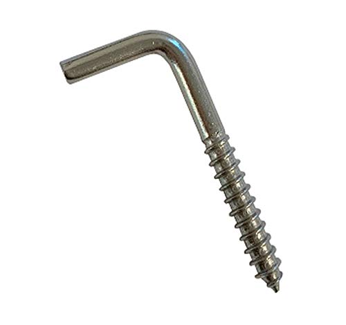 GraphskillSquare 'L' Hook with Wood Screw Thread - 3.5 * 40 mm - T304 (A2) Stainless Steel - Pack Size : 12