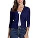 Cardigans Cropped Sweaters for Women Loose Fitted Open Front Jacket Casual Elegant Shrugs Shoulder Sweatershirt (Dark Blue,Large)
