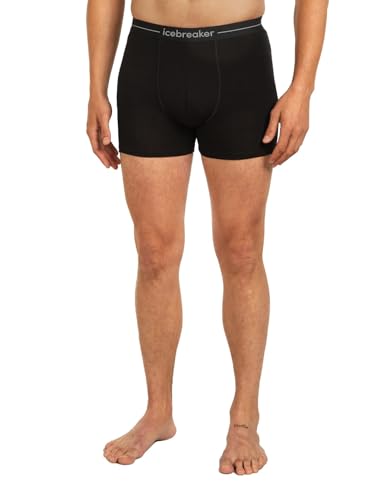 Icebreaker Merino Anatomica Men’s Boxer Briefs, Wool Base Layer for Cold Weather - Soft, Durable Underwear with Contour Pouch, Flatlock Seams to Reduce Chafing, Black, X-Large