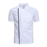 Leeonway Chaqueta De Chef,Casaca Cocina Uniforme,Chaqueta Cocinero,Abrigo De Cocinero,Uniforme De Chef,Antimanchas Transpirable,Botones PresióN,para Restaurante Bar PanaderíA Sushi Cocina