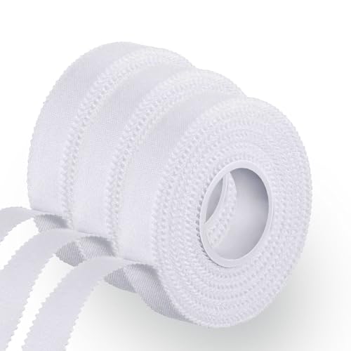 3 Rolls Zinc Oxide Tape - Breathable Fabric Strapping Tape Wrist Finger Tape Flexible Athletic Sports Tape for First Aid Sports Adhesive Cohesive Bandage for Wrist Finger Wrap Blister Prevention