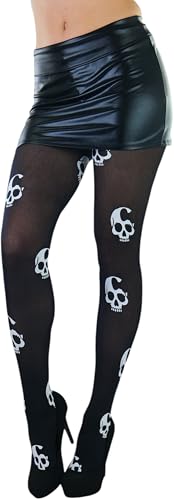 Image of ToBeInStyle Women's Skull Crossbones Skeleton Pirate Symbol Hosiery Tights & Thigh High Stockings