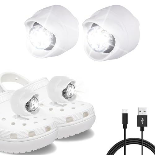 Croc Lights 2Pcs Croc Headlights for Crocs Shoes with IPX5 Waterproof & 3 Light Modes Headlights Perfect for London Marathon 2026 Running at Night Walking Cycling Adults Kids (White)