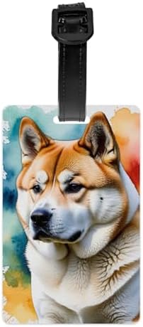 Personalized Luggage Tag Cute Puppies Pet Dogs Novelty Custom Luggage Tags for Suitcases, Bag Watercolor Akita Dog Design Customized Travel, One Piece image 5