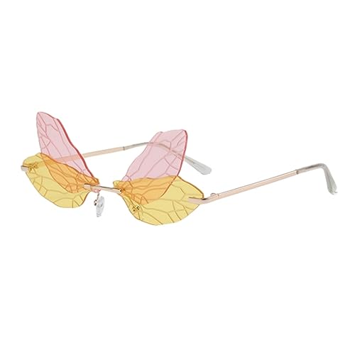Dragonfly Rimless Sunglasses Wing Shaped Butterfly Fairy Shades Glasses Fashion Party Sunglasses for Women Men