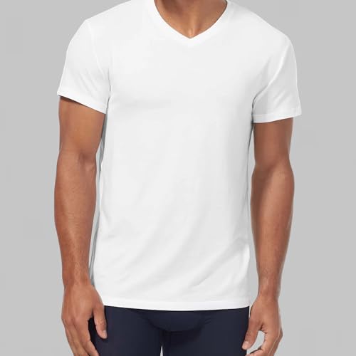 Tommy John Men's High V Neck Undershirt, Second Skin Fabric, Slim Fit T-Shirt with Stay Tuck Design2