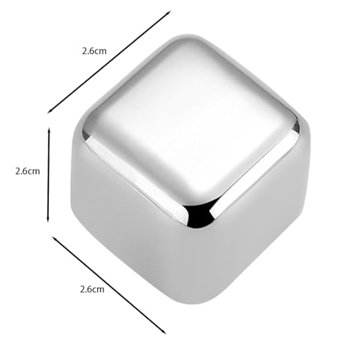 NUZAMAS 8 Stück Eiswürfel aus Edelstahl, Wiederverwendbare Eiswürfel, Whisky-Steine mit Eiszange, Kühlsteine für Whisky, Wein, Gin, Getränke, gefrorener Eisgranulator, Bierkühler, Bar-Küchenwerkzeuge