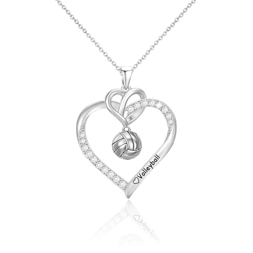 Volleyball/Softball/Soccer/Basketball/Football/Baseball Necklace Gifts for Women,Sport Accessories Birthday Christmas Jewelry for Women Lover Players