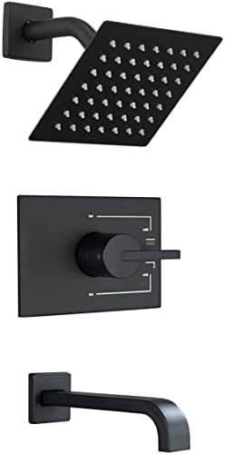 SOOOHOT Matte Black Shower Fixtures, Black Shower Faucet Set with 6 Inch Matte Black Shower Head and Tub Spout, Black Shower Head and Handle Set (Valve Included)