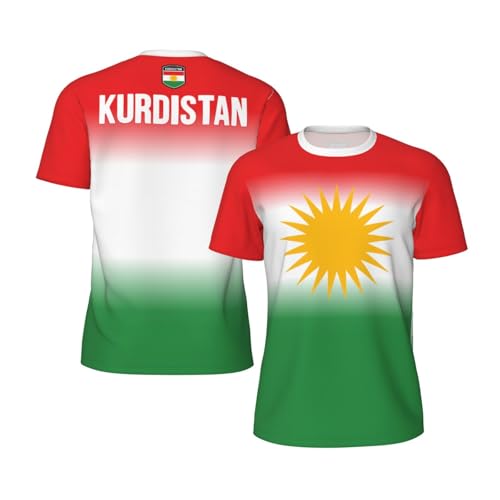 DABOYOZHZH Jersey Mesh T-Shirt Kurdistan Flag Gradient Color 3D Print for Running Cycling Soccer Fitness Sports
