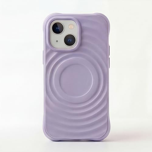 Image of amazon basics Shockproof Case for iPhone 14 | Ripple Pattern | Camera Protection | Protective Cover with Enhanced Grip & Wireless Charging Support - Light Purple