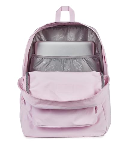 Image of JanSport Superbreak Plus FX Backpack - Work, Travel, or Laptop Bag with Water Bottle Pocket, JanSport Superbreak Plus Fx, Pink Ice /Pink Ice